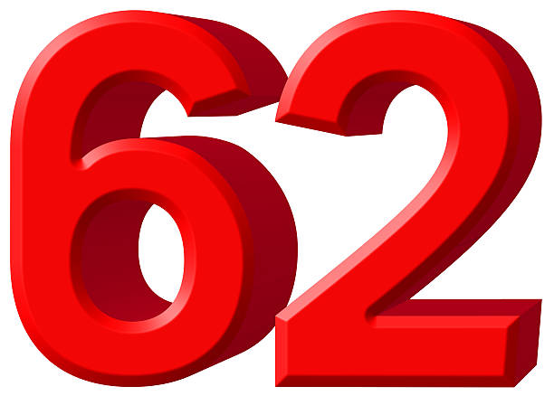 istock Numeral 62, sixty two, isolated on white background, 3d render 639661852