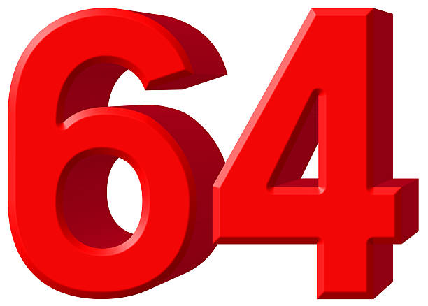 istock Numeral 64, sixty four, isolated on white background, 3d render 639661934