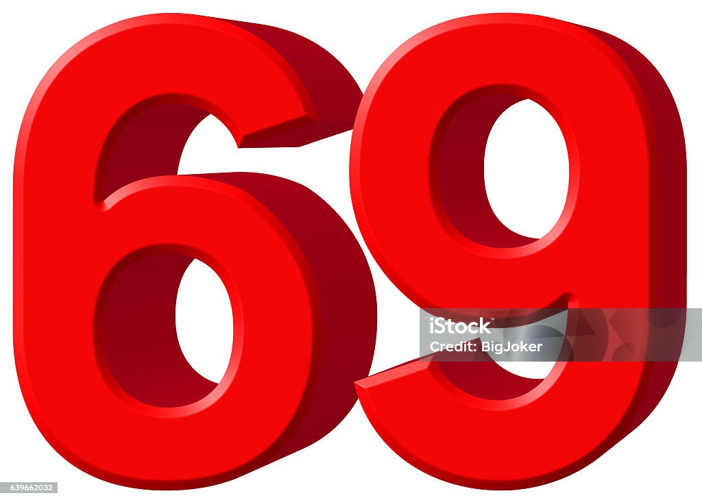 Numeral 69, sesenta y nueve, aislado sobre fondo blanco, renderizado 3d - Foto de stock de Horizontal libre de derechos