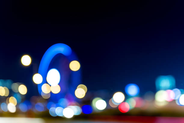 Moving fair wheel. Illuminated. Night