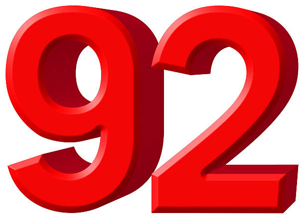 istock Numeral 92, ninety two, isolated on white background, 3d render 639662322