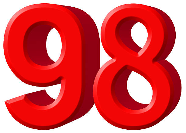 istock Numeral 98, ninety eight, isolated on white background, 3d rende 639662398