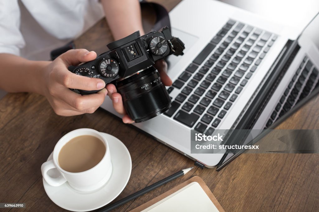 Fotografenarbeitsplatz - Lizenzfrei Arbeiten Stock-Foto