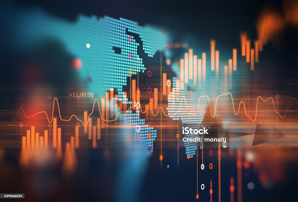 technical financial graph on technology abstract background financial stock market graph on technology abstract background Stock Market and Exchange Stock Photo