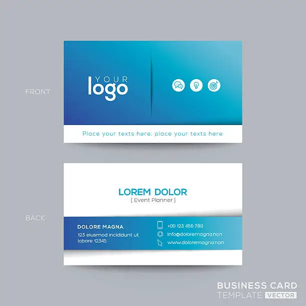 Vector illustration of Clean and simple blue business card design