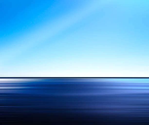 istock Horizontal vivid ocean horizon abstraction with light beam backg 639672618