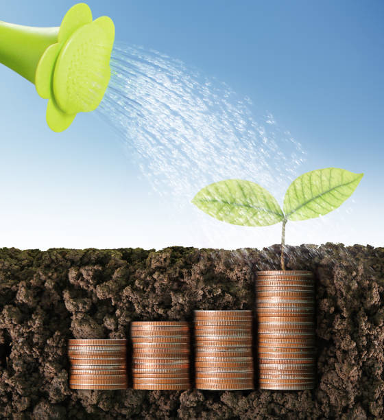istock Coins graph stock market 639674160