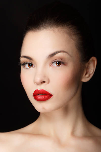 istock Girl with red lips 639681552