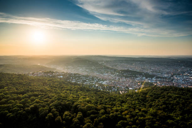 Beautiful Sunset at Stuttgart City, Germany Beautiful Sunset at Stuttgart City, Germany - beautiful landscape of Stuttgart stuttgart germany pics stock pictures, royalty-free photos & images