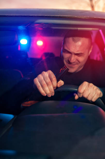 istock Drunk driver in car chased by police 639683638