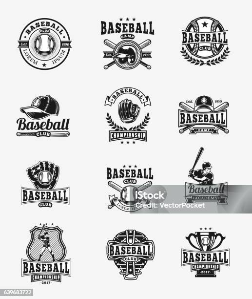 Vector Set Of Colored Baseball Badges Stickers Emblems Stock Illustration - Download Image Now