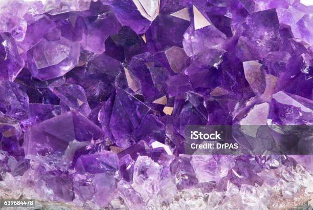 Lilac Amethyst Group Macro Stock Photo - Download Image Now - Amethyst, Gemstone, Purple