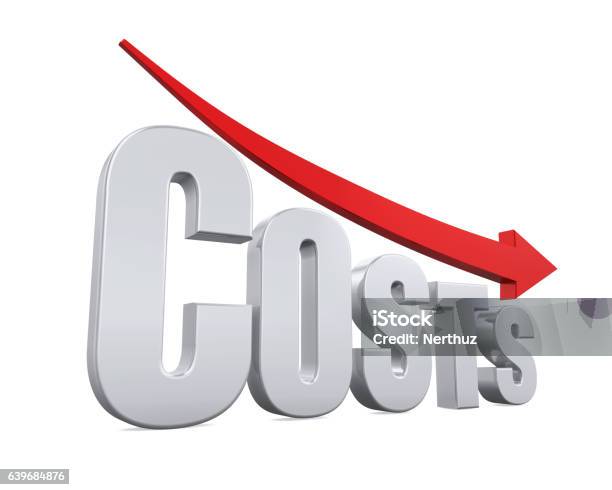 Costs Reduction Concept Stock Photo - Download Image Now - Finance, Lowering, Arrow Symbol
