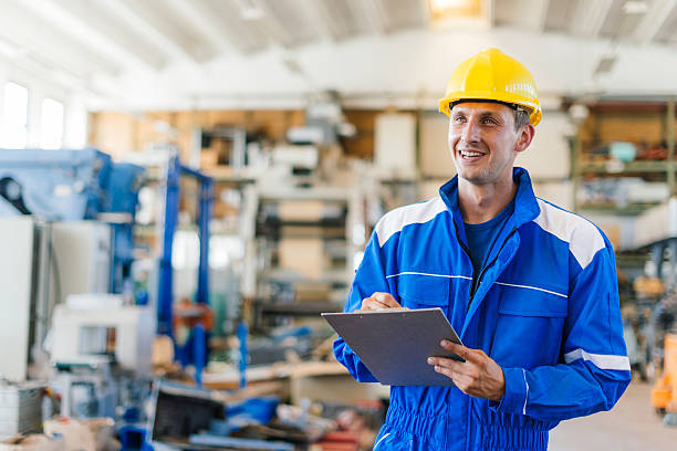 istock Engineer in charge for warehouse signing delivery order 639685130