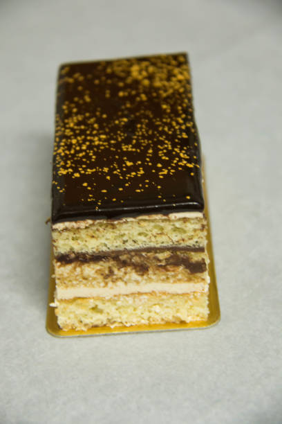 istock Delicious  Opera cake with layers of chocolate ganache 639686404