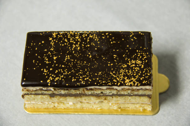 istock Delicious  Opera cake with layers of chocolate ganache 639686418