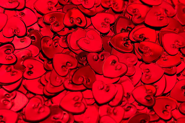 istock Valentines day background of red hearts confetti. 639689596