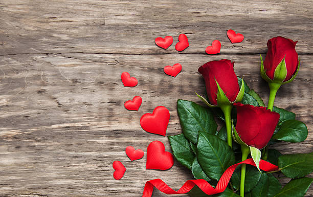 istock Roses and red hearts 639689834