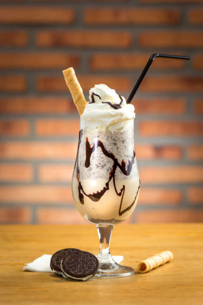 istock Homemade milkshake (chocolate smoothie) with cookies 639690212