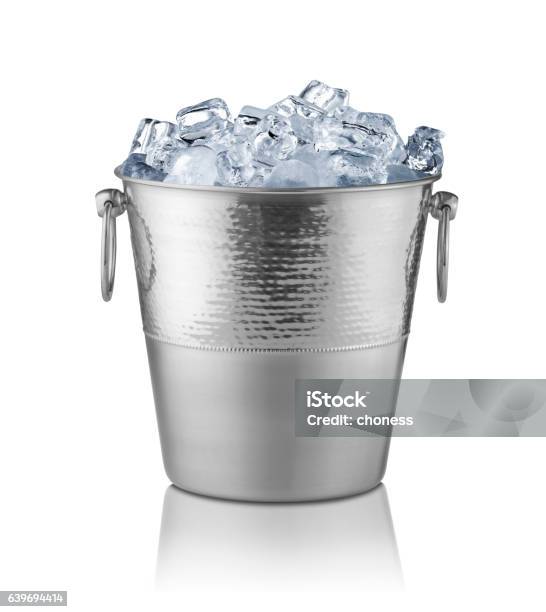 Metal Bucket Stock Photo - Download Image Now - Bucket, Ice, Ice Cube
