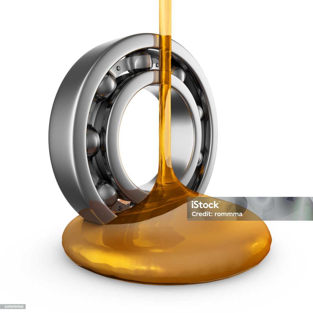 oil on bearing engine oil stream flows to the bearing. 3d render. Ball Bearing Stock Photo