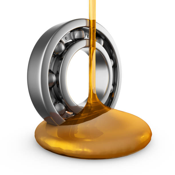 oil on bearing engine oil stream flows to the bearing. 3d render. roller ball stock pictures, royalty-free photos & images