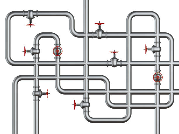 i tubi lucidi - pipeline pipe valve three dimensional shape foto e immagini stock