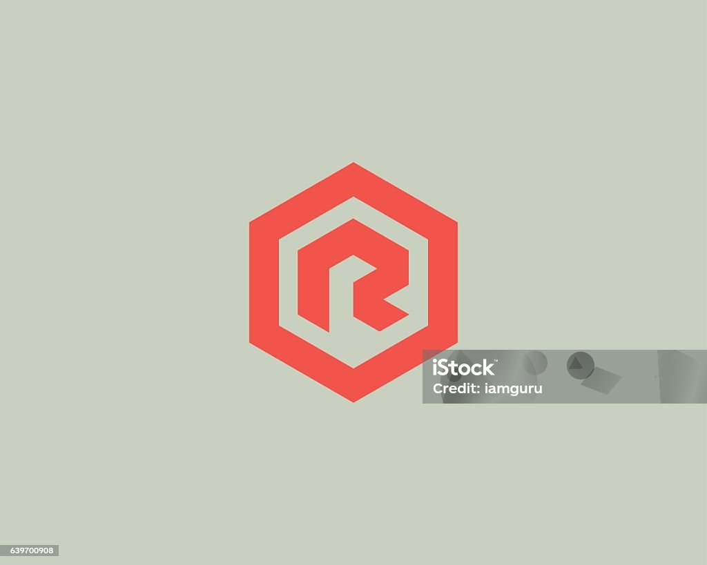 Abstract letter R vector type. Line hexagon creative simple Abstract letter R vector type. Line hexagon creative simple  design template. Universal geometric symbol font icon Letter R stock vector