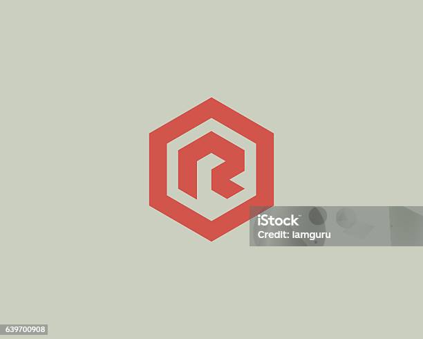 Abstract Letter R Vector Type Line Hexagon Creative Simple Stock ...