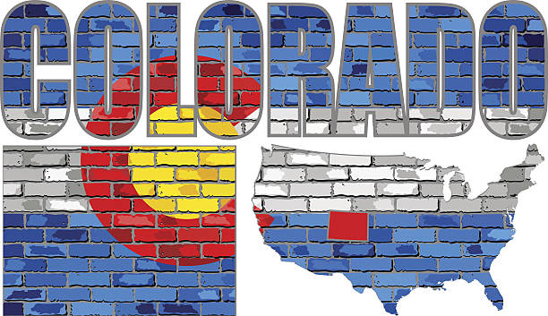Colorado on a brick wall Colorado on a brick wall - Illustration, colorado flag art pictures stock illustrations