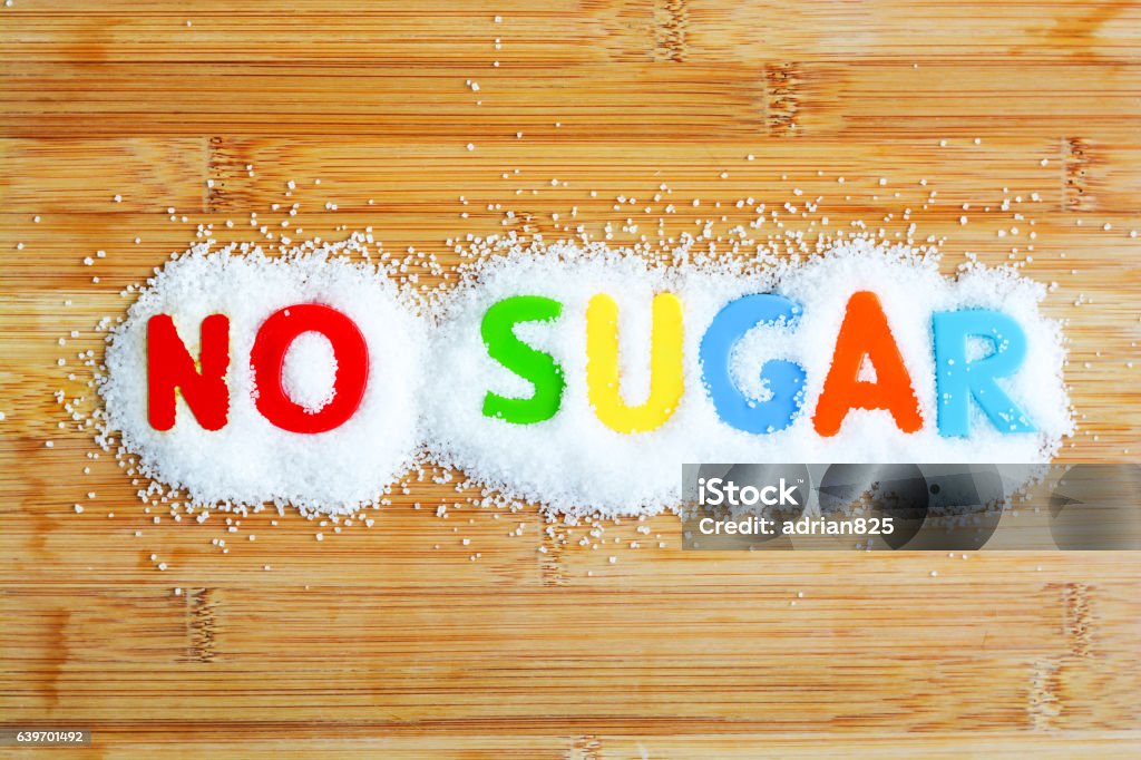 No sugar text from magnetic letters concept Sugar free Stock Photo