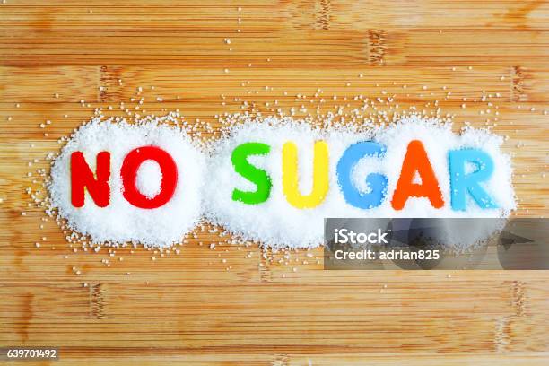 No Sugar Text From Magnetic Letters Concept Stock Photo - Download Image Now - Sugar free, Candy, Dieting