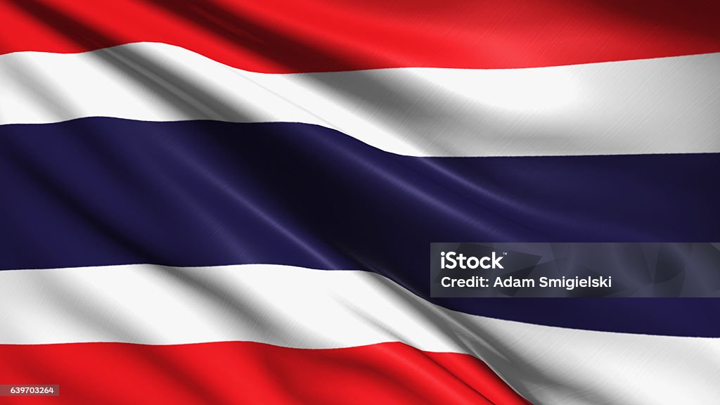 flag of Kingdom of Thailand Thai flag with fabric structure Thai Flag Stock Photo