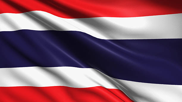 flag of Kingdom of Thailand Thai flag with fabric structure thai flag stock pictures, royalty-free photos & images