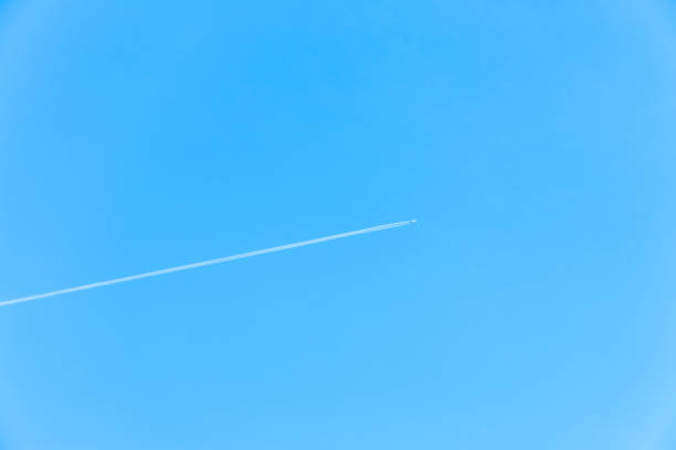 istock Plane line in the blue sky 639703388
