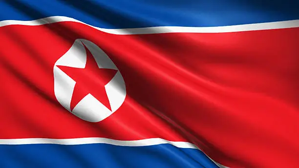 North Korean flag with fabric structure