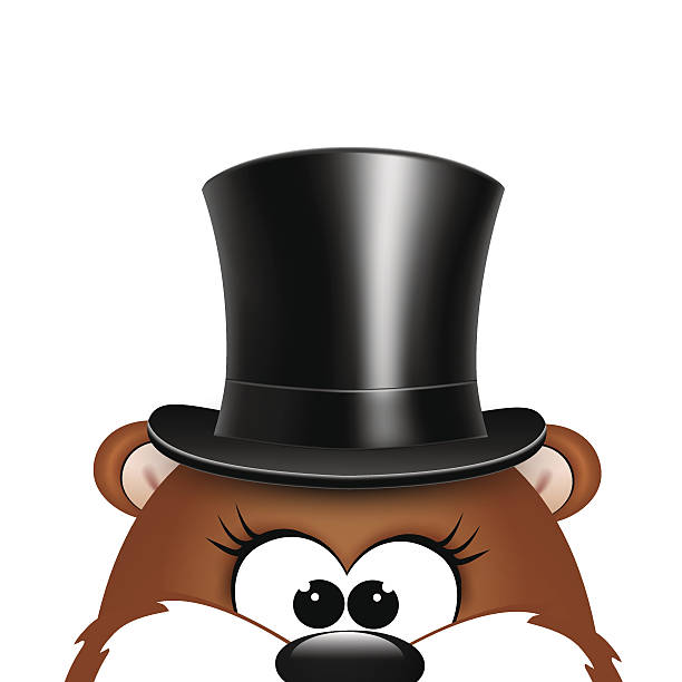 postcard to groundhog day.marmot on a white background - groundhog day tatil stock illustrations