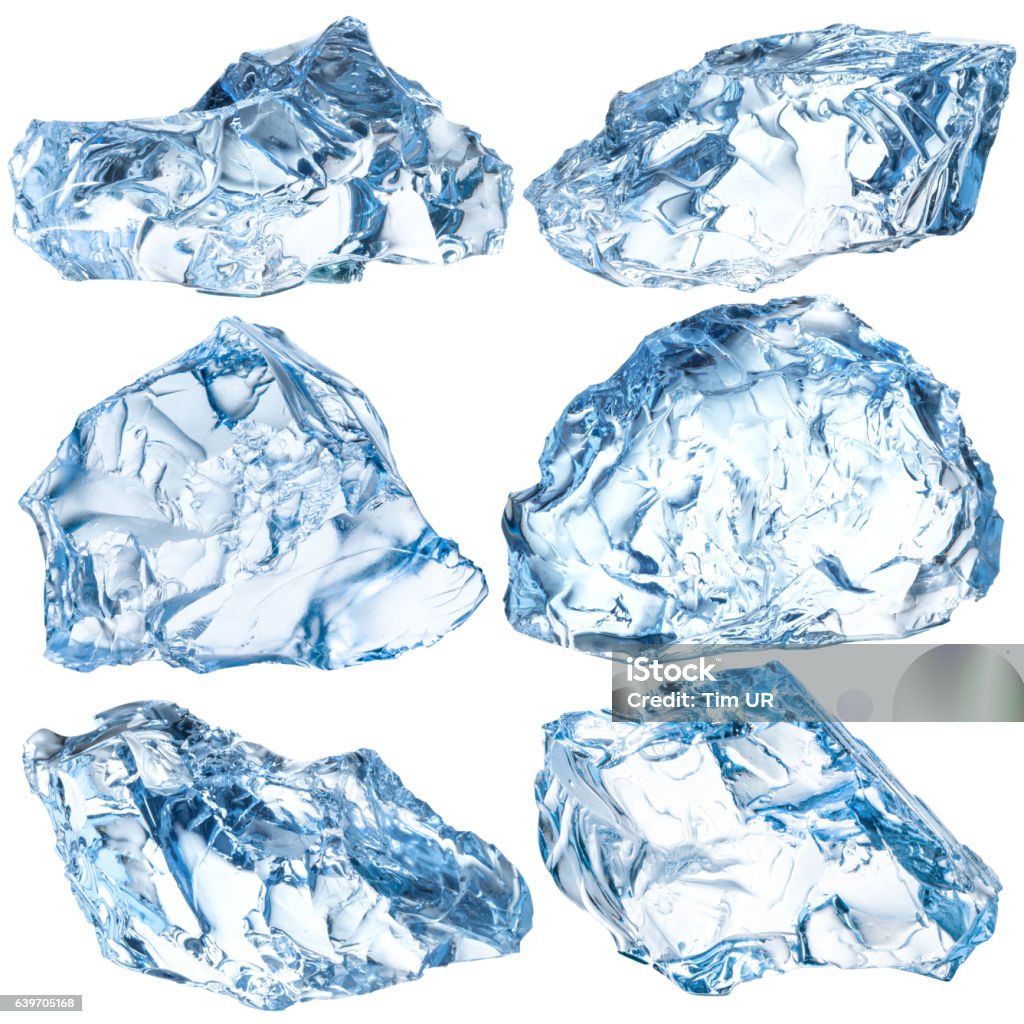 Pieces of ice isolated on white background. With clipping path Ice Stock Photo