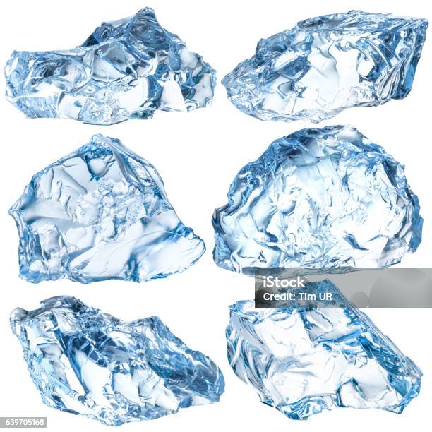 Pieces Of Ice Isolated On White Background With Clipping Path Stock Photo - Download Image Now