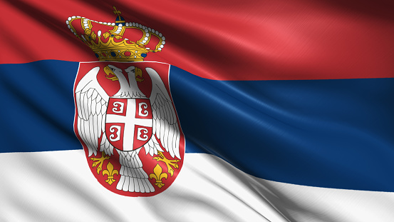 Serbian flag with fabric structure