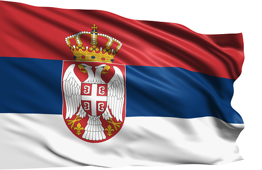 Serbian flag with fabric structure