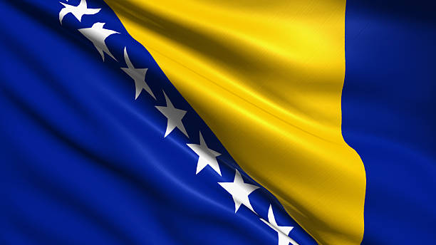 flag of Bosnia and Herzegovina Bosnia and Herzegovina flag with fabric structure bosnia and herzegovina stock pictures, royalty-free photos & images