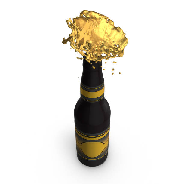 湧き出るビール瓶 - beer bottle beer drinking pouring ストックフォトと画像