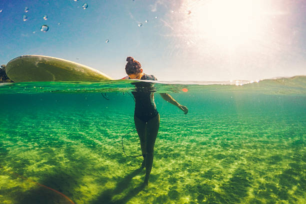 istock Surfer girl waiting for a perfect wave 639708432