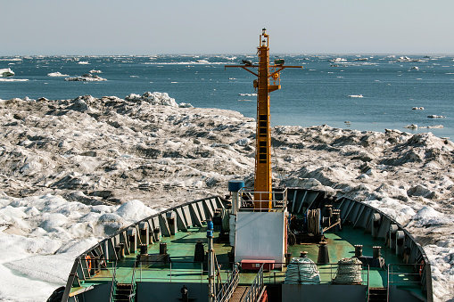 ship clamped multi-year ice in the Arctic