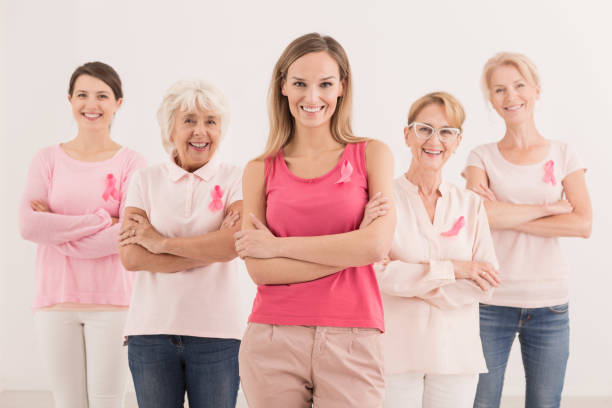 istock Women with pink ribbons 639721186