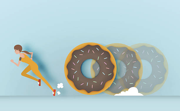 istock Sport girl runaway from donut 639721816
