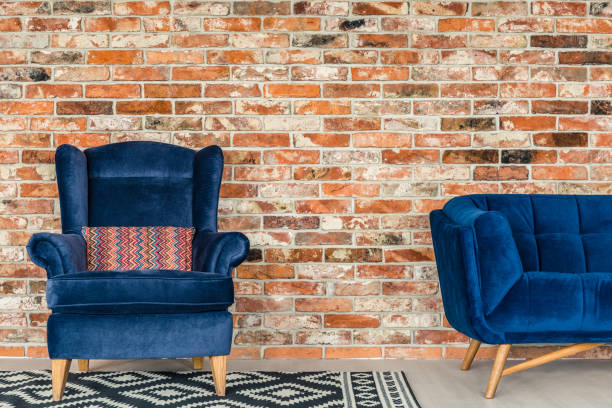 istock Blue upholstered armchair 639721858