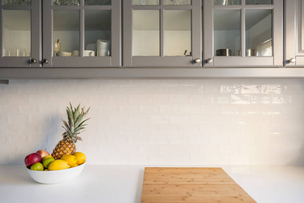 Kitchen with white worktop