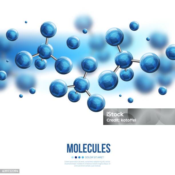 Molecular Structure With Blue Spherical Particles Stock Illustration - Download Image Now - Molecule, Atom, Blue